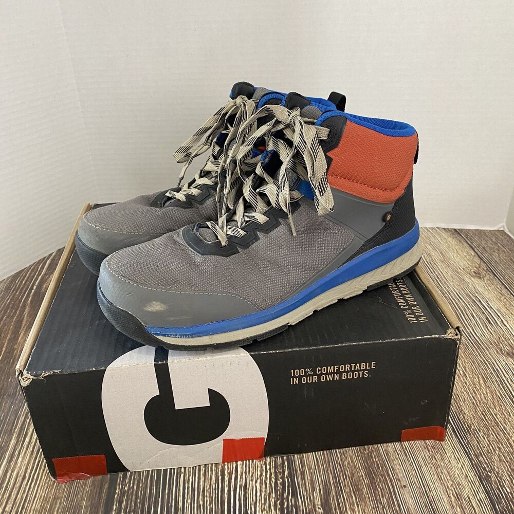 Bogs Mens Slate Mid CT Composite Toe Work Boots Size 8 Gray/Orange Lace Up Ankle